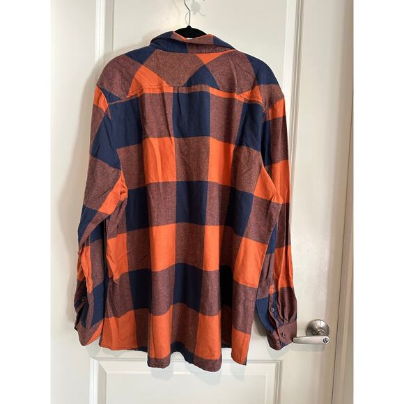 NWT Natural Reflections Women’s Orange Blue Flannel Button Down Shirt Sz. 2X - Picture 6 of 6